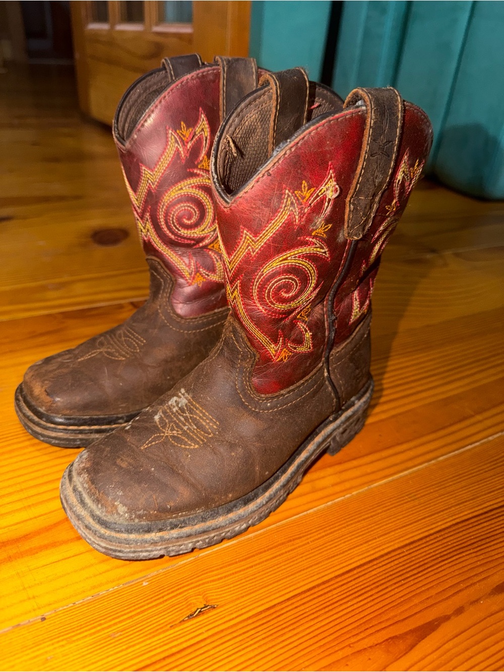 Georgia Boot Kids Brown and Red Western Work Boots